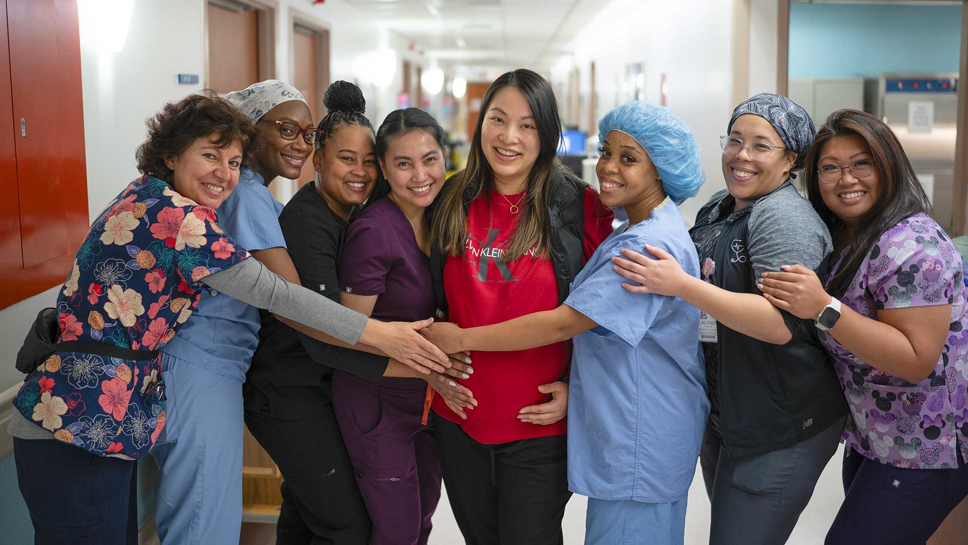 Post-Partumn Nurses at North York General Hospital Hugging